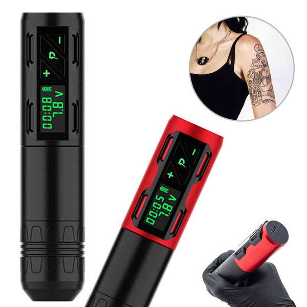 Machine à tatouer sans fil Machine à tatouer rotative Set Écran LED Pistolet à tatouer 1800mAh Machine à batterie sans fil avec moteur sans noyau 220104