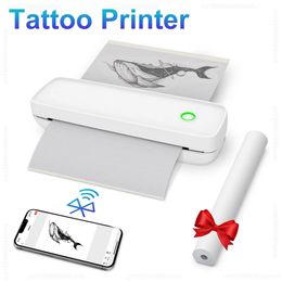 Impresora de transferencia de tatuaje inalámbrico A4 impresora térmica mini impresora de viaje móvil Bluetooth USB sin tinta con papel térmico 240430