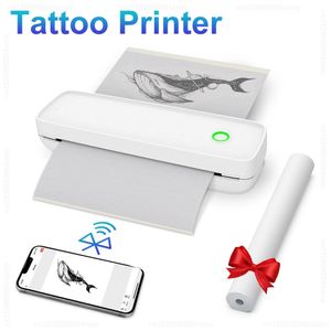 Imprimante de pochoir de transfert de tatouage sans fil A4 imprimante thermique mini imprimante de voyage mobile Bluetooth sans encre Bluetooth avec papier thermique 240430