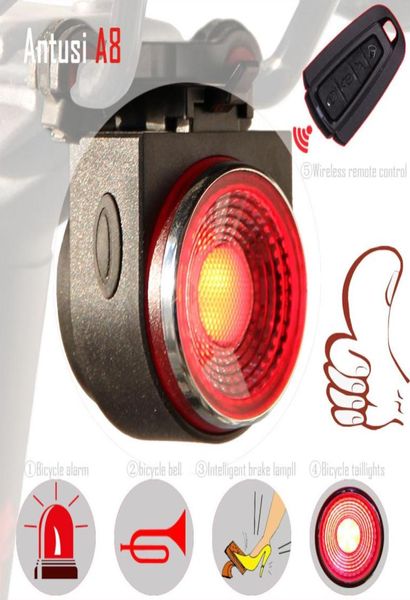 Alarma de robo inalámbrico Remo Bike LED portátil recargable de luz trasera Ciclismo Flash Flash Lámpara Bicicleta de freno A86264342