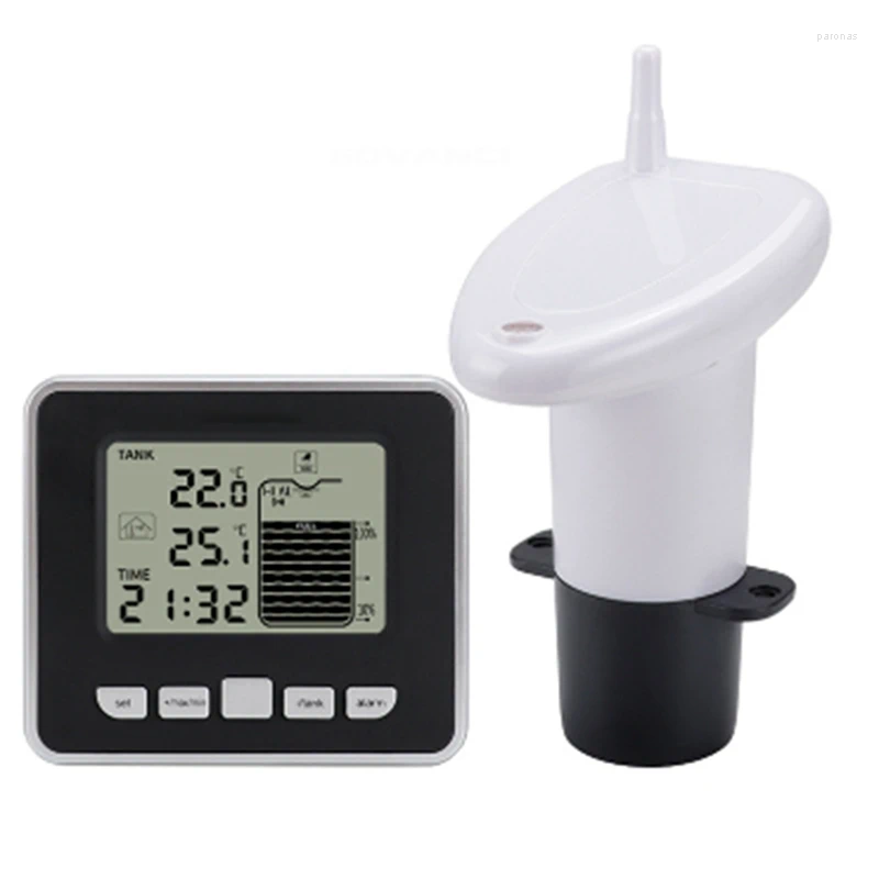 Wireless Ultrasonic Water Tank Liquid Level Meter Time Display Low Battery Indicator With Temperature Sensor