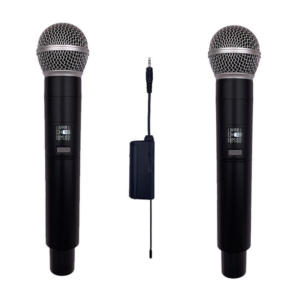 Micrófono universal inalámbrico Micrófono Tarjeta de sonido en vivo Amplificador Mezclador Micrófono dinámico de mano profesional Sistema de karaoke Micrófono con receptor