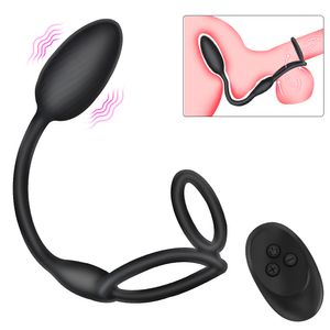 Vibrateur sans fil Cockring Plug Anal pour hommes anneau de pénis masseur de Prostate mâle masturbateur femmes boules vaginales jouets sexy Couples