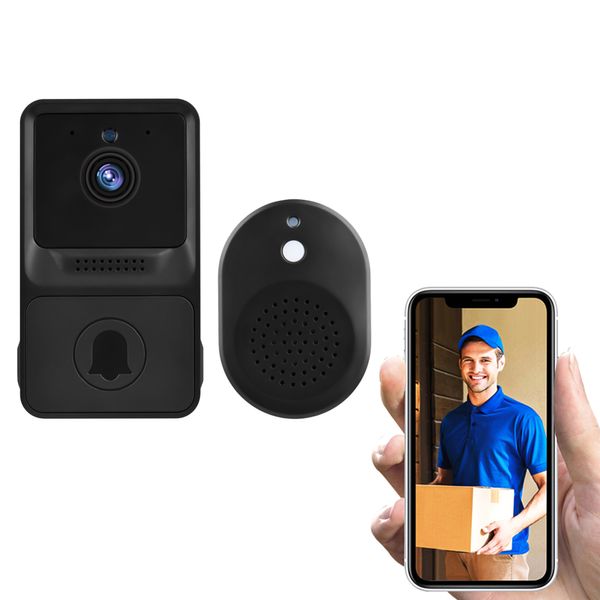 Sonnette vidéo sans fil Smart Security Doorbell Caméra 1080P Visuel haute résolution avec vision nocturne IR Audio bidirectionnel Surveillance en temps réel Sonnette de porte