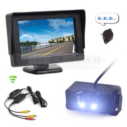 Wireless Video Parking System Kit 4.3 inch Automonitor + Waterdichte LED Nachtzicht Parkeren Radar Sensor Auto Camera