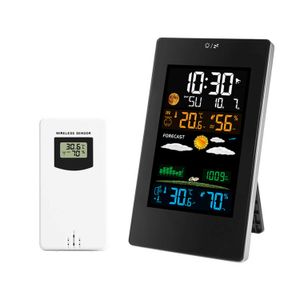 Wireless Weather Station Indoor Outdoor Weather Forecaster with Sensor Digital Thermometer Hygrometer Monitor with Alarm Clock 210719