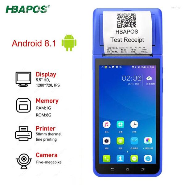 Sans fil Wifi BT PDA portable Android 8.1 POS Terminal imprimante de reçus collecteur de données Portable lecteur de codes à barres intégré