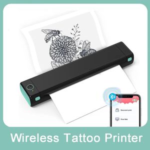 Impresora de tatuajes térmica inalámbrica, fotocopiadora, máquina de plantilla recargable, soporte para viajes en casa, teléfonos portátiles, 240227