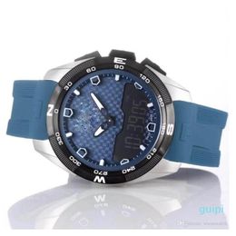 Montre Wirist T-Touch Expert Solar T091 Cadran bleu Chronographe Quartz Bracelet en caoutchouc bleu Boucle déployante Montre Homme Montre-bracelet Mens156s