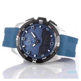 Montre Wirist T-Touch Expert Solar T091 Cadran bleu Chronographe Quartz Bracelet en caoutchouc bleu Boucle déployante Montre Homme Montre-bracelet Mens262i