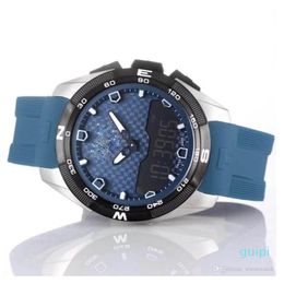 Wirist Watch T-Touch Expert Solar T091 Blue Dial Chronograph Quartz Blue Rubber Strap Deployment Clasp Men Watch Wristwatches Mens3323