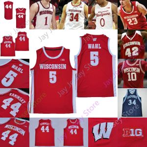 Maillot de basket-ball des Badgers du Wisconsin, NCAA College King Aleem Ford Trice Brevin Pritzl Walt Mcgrory Finley Harris Joe Hedstrom Micah Potter