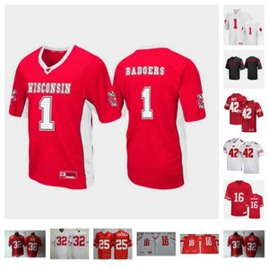 Wisconsin Badgers voetbalshirt 3 Keontez Lewis 55 Maema Njongmeta 70 Barrett Nelson 50 Aidan Vaughan 21 Jonas Duclona 20 Nate White 34 Jackson Acker 48 Dakovich