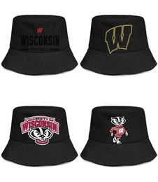 Wisconsin Badgers Logotipo de fútbol hombre y mujeres Buckethat Cool Plain Bucket Baseballcap Gold Mesh83533373