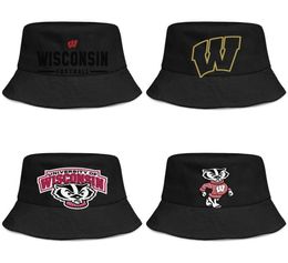 Wisconsin Badgers Logotipo de fútbol hombre y mujeres Buckethat Cool Plain Bucket Baseballcap Gold Mesh5330415