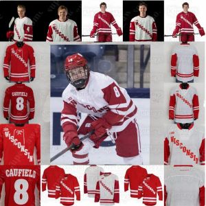 Wisconsin Badgers Hockey Jersey Cole Caufield Robbie Beydoun Linus Weissbach Dylan Holloway Pelton-by Roman Ahcan Cameron Rowe Ty Ember