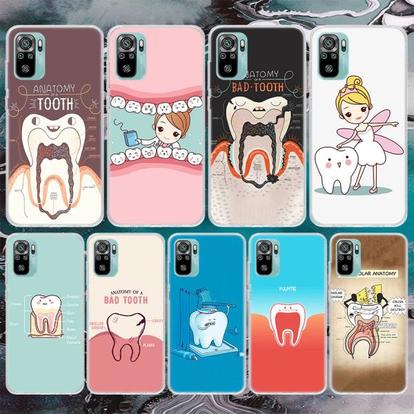 Wisdom dientes dentista dentista dental estuche para teléfono suave para Xiaomi Redmi nota 10 10s 11 11s 11t 9 9s 8t 8 12 11e Pro Plus 7 6 5 Pattern Cover