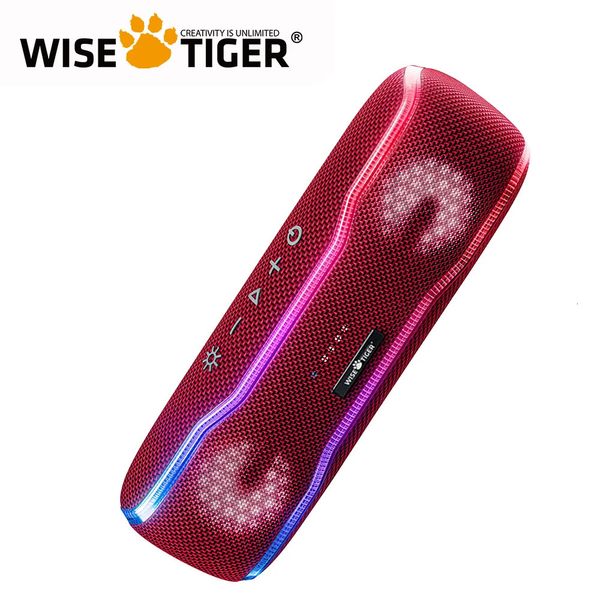 WISE TIGER Bluetooth Ser extérieur IPX7 étanche sans fil avec lumières clignotantes colorées 25 W Super basse 24 H 240126