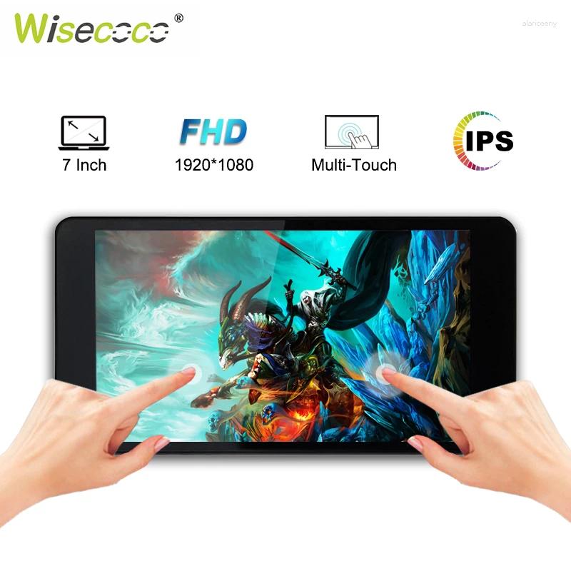 Wisecoco 7 Inch 1920 1080 IPS Portable Monitor 60Hz 350nits Multi-touch Display Screen With Speaker HDMI For Windows Mac Android