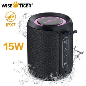 WISETIGER P1S IPX7 Altavoz impermeable Mini caja de sonido portátil Bass Boost TWS Emparejamiento dual BT5.3 15W Altavoz inalámbrico para exteriores 240102