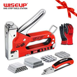 WISEUP 4 in 1 Nietmachine Meubels Heavy Duty Nietpistool Bouw Nietmachine Voor Hout Roestvrij Staal Metaal Handgereedschap Schiethamer 240112