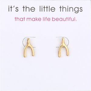 Wishing Bone Y Shape Earrings Alloy Exquisite Gold Silver Color Stud Earrings Dames Simple Exquisite Gift