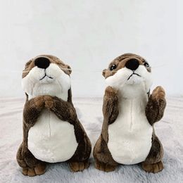 Souhaitant prier et prier pour la bonne chance, poupée loutre avec les yeux fermés, poupée animal marmotte, cadeau d'anniversaire, jouet en peluche