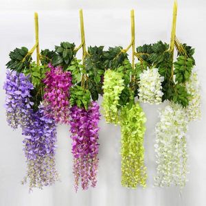 Glycine mariage décoration fleur artificielle glycine soie fleur Long 110 CM Blanc Violet Rouge Vert1