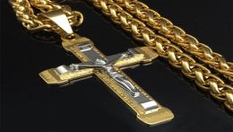 Witaya Crucifix croix collier ton or argent chaîne en acier inoxydable pour hommes bijoux jésus Piece6128613