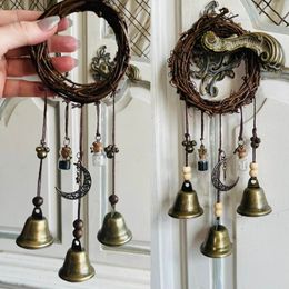 Campanas de bruja, perchas de puerta de protección, campanas de viento, corona hecha a mano, magia Wiccan colgante para el hogar 240306