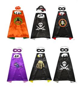 cape de sorcière double face capes masque halloween enfants cosplay manteau avec masques citrouille pirate crâne imprimé capes enfants fête costume de noël