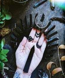 Heksenkroon natuurlijk obsidiaan stuk maan kroon raw crystal hoofdband wicca feestaccessoires cadeau4119783