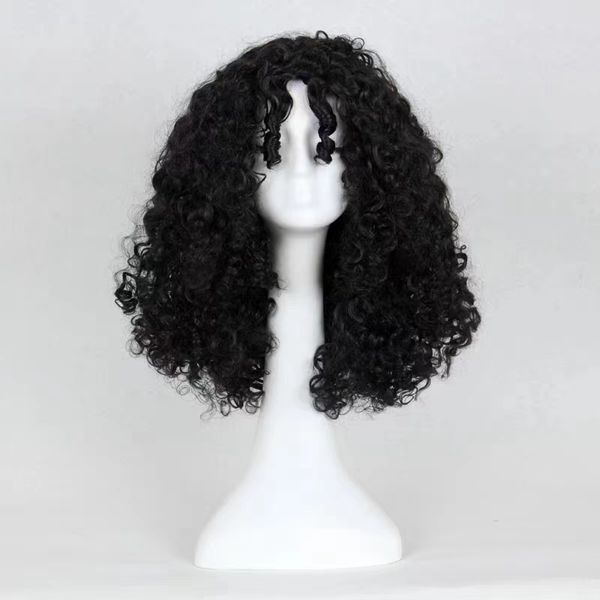 Sorcière Goto cos ensemble de tête de perruque cheveux déverrouille raiponce rouleau noir tête explosive fibre chimique cheveux styel sur mesure