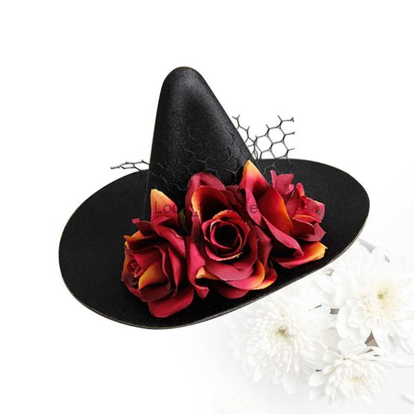 Chapeau de sorcière pince à cheveux chapeau de magicien bandeau Floral sorcière casque déguisement accessoire de robe de soirée sorcière coiffure personnalisée HKD230823