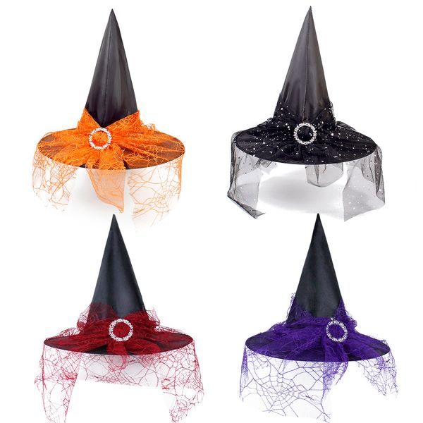 Chapeau de sorcière Halloween cosplay enfants adultes filet de sorcière chapeau de sorcier magique