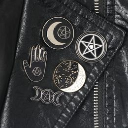 Collection d'épingles de sorcière pentagramme Triple lune Constellation broches de magicien sorcière Goth bijoux épinglette pour Witches1318d