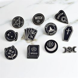 Heksen doen het beter heks ouija spreuken zwarte maan pin accessoire Badges Broches Revers Emaille pin Rugzak Bag230g