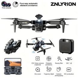 Met 2 batterijen Nieuwe K10 Quadcopter UAV-drone, drievoudige camera's, vermijding, optische stroom, gemotoriseerde camera, start met één toets, Kerstmis, perfect voor beginners, herencadeaus