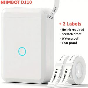 Avec 2 étiquettes, machine d'étiquetage Niimbot D110, petite mini-imprimante thermique portable, étiquette étanche, connexion BT, pour codes-barres papier de téléphone de bureau de magasin