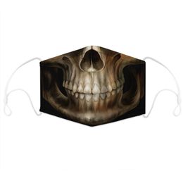 Designer Maskers Vervangbare Filter Herbruikbare Skull Print Katoen Wasbaar Ademend Stofdicht Gezichtsmasker Anti Smog PM2.5 Beschermende Facemask One Size