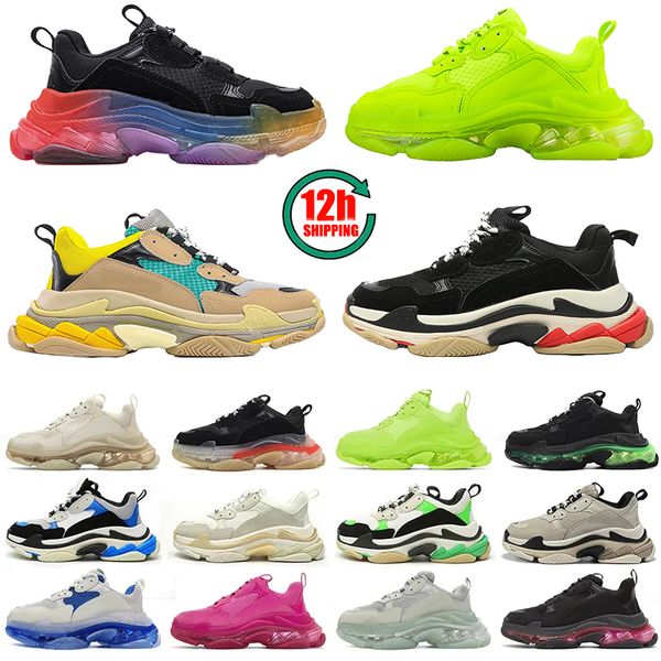 Designer Triple S Sneakers Clear Sole Track 17W Retro Casual Shoes Platform Trainers Crystal Flat Sneaker noir blanc Grey Taille 46