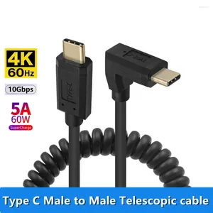 Con Audio Video USB 3.1 Tipo C Macho Para Estirar Cable De Carga De Datos Resorte De Ángulo Recto De 90 Grados Retráctil 4K 60Hz