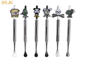 Met Badge Patroon 120mm lepel tool Wax dabber vax verstuiver titanium nail dabber tool Voor droge kruiden vaporizer pen Koekenpan wax atomi6936976