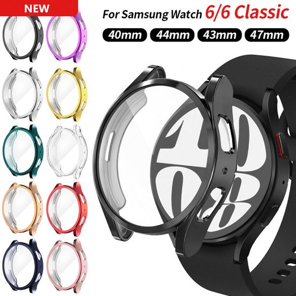 Avec emballage de sacs, étui de protection d'écran souple en TPU pour Samsung Watch 6 classic 40mm 44mm 43mm 47mm, étuis de protection à couverture complète