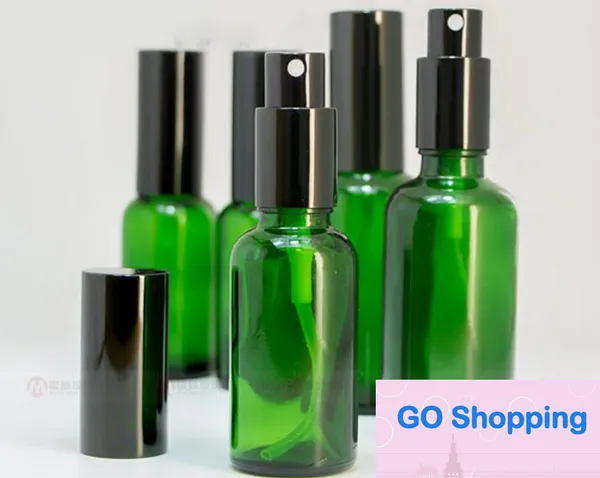 Avec des couvercles en or noir Livraison gratuite 440pcs / lot 30ml Atomiseur Rechargeable Pompe Vaporisateur Bouteille Vide Vert Parfum Bouteilles En Verre En Gros