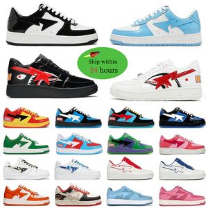 Designer Bapestas Chaussures Casual Sta SK8 Low Hommes Baskets En Cuir Verni Noir Blanc Rouge Bleu Camouflage Skateboarding Jogging Sports Star Formateurs 36-45