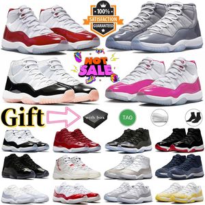 Avec la boîte 11 Chaussures de basket-ball Jumpman 11s Hommes Femmes Napolitan Cherry Cement Gris Bred Gamma Blue Cool Grey Pantone Hommes Femmes Sports de plein air Baskets Baskets