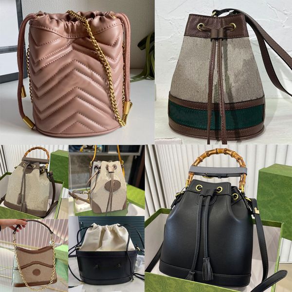 Mini bolso de cubo para mujer, bolsos de hombro de lujo, Ophidia Marmont, cubos para mujer, bambú, GG, diseñador, bolsos cruzados, bolso de lona de cuero de moda