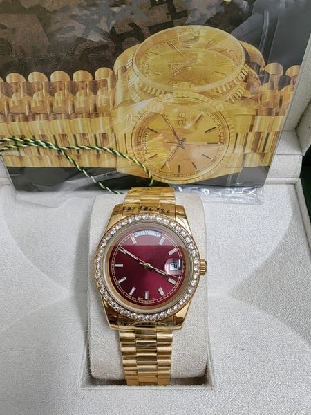 Con caja 18k Gold President DayDate Diamonds Watch Hombres Inoxidable Diamond Bisel Automático Reloj de pulsera Relojes masculinos 2023