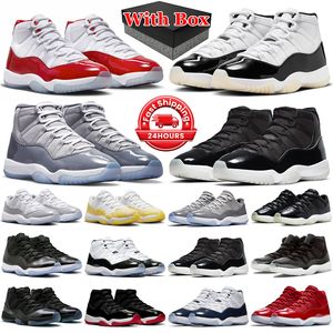 Avec la boîte Jumpman 11 Retro Low Basketball Chaussures Hommes Femmes 11s Cherry Midnight Navy Cool Grey Bred Concord Trainers Sports de plein air Baskets